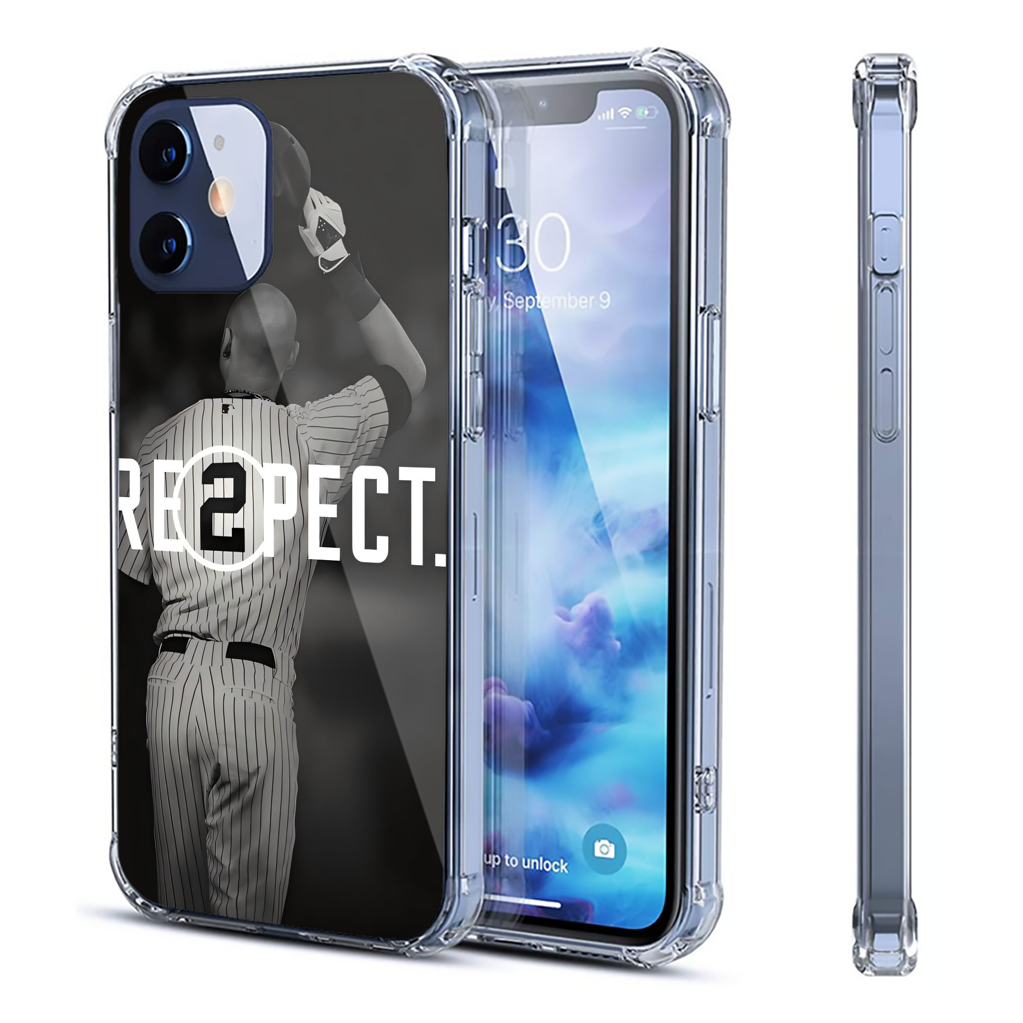 Derek Jeter 37 Clear IPhone 12 Case – Soft TPU With UV Print – Enhanced Drop Protection, Precise Fit, Anti-Fingerprint, Customizable Design, Scratch-Resistant, Yellow-Resistant
